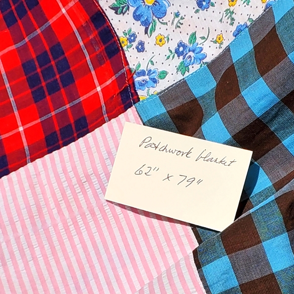 Vintage patchwork blanket ESTATE SALE find - Picture 5 of 14